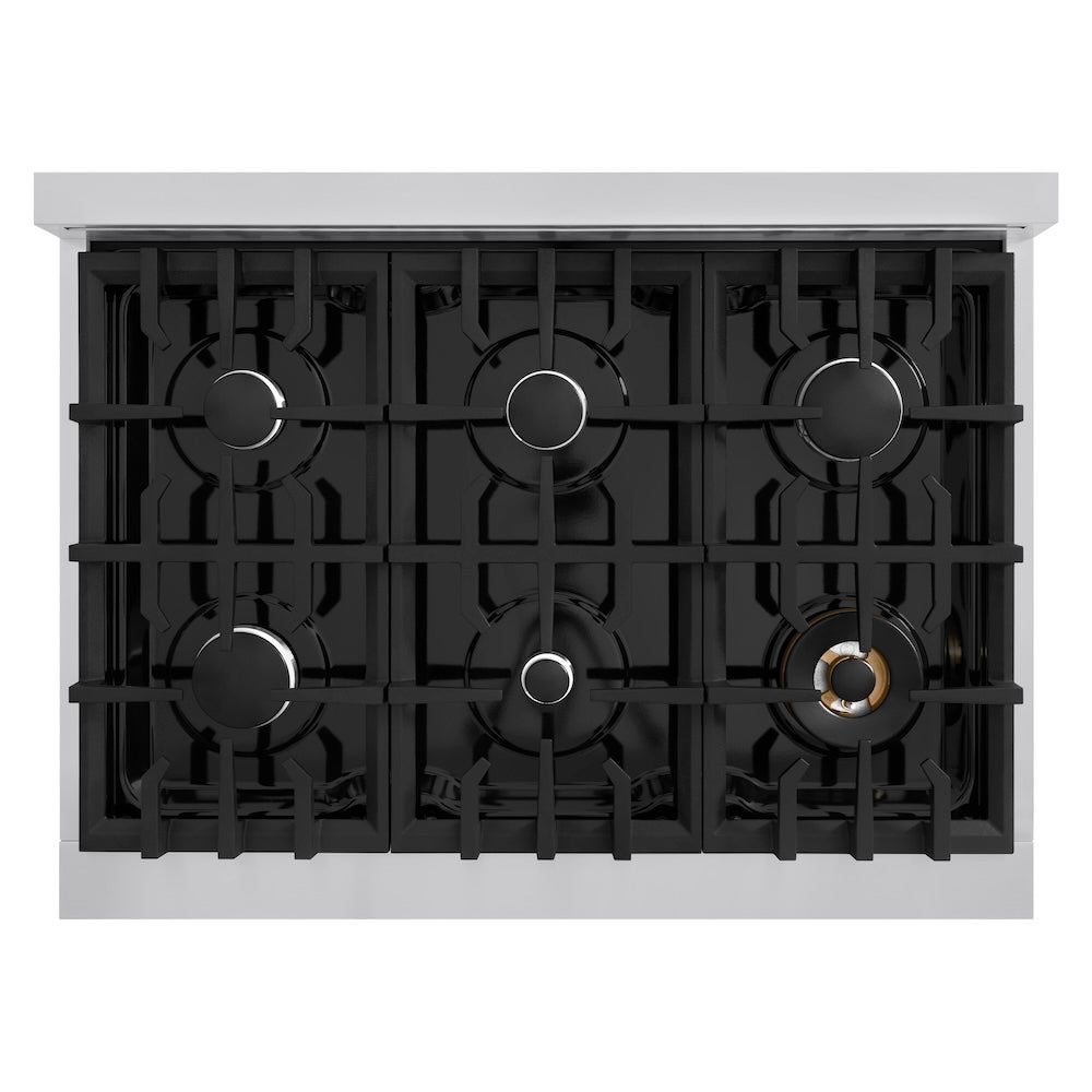 ZLINE 36 in. 5.2 cu. ft. Classic Gas Range with 6 Burner Cooktop and Convection Gas Oven in Stainless Steel, Open Box-Good Condition