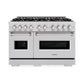 ZLINE 48 in. 6.7 cu. ft. Classic Double Oven Gas Range with 8 Burner Cooktop in Stainless Steel, Open Box-Great Condition