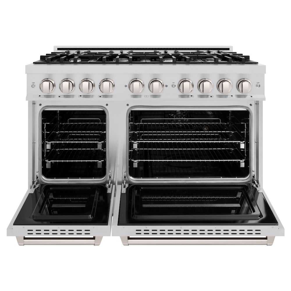 ZLINE 48 in. 6.7 cu. ft. Classic Double Oven Gas Range with 8 Burner Cooktop in Stainless Steel, Open Box-Good Condition