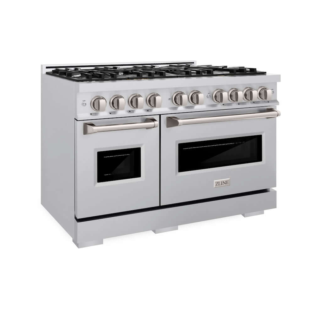 ZLINE 48 in. 6.7 cu. ft. Classic Double Oven Gas Range with 8 Burner Cooktop in Stainless Steel (CGR48) main image.