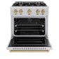 ZLINE Autograph Edition 30 in. 4.2 cu. ft. Classic Gas Range with 4 Burner Cooktop and Convection Gas Oven in Stainless Steel and Champagne Bronze Accents, Open Box-Good Condition