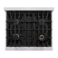 ZLINE Autograph Edition 30 in. 4.2 cu. ft. Classic Gas Range with 4 Burner Cooktop and Convection Gas Oven in Stainless Steel and Champagne Bronze Accents, Open Box-Great Condition