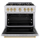 ZLINE Autograph Edition 36 in. 5.2 cu. ft. Classic Gas Range with 6 Burner Cooktop and Convection Gas Oven in Stainless Steel and Champagne Bronze Accents, Open Box-Good Condition
