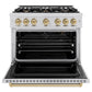 ZLINE Autograph Edition 36 in. 5.2 cu. ft. Classic Gas Range with 6 Burner Cooktop and Convection Gas Oven in Stainless Steel and Champagne Bronze Accents, Open Box-Great Condition