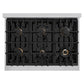 ZLINE Autograph Edition 36 in. 5.2 cu. ft. Classic Gas Range with 6 Burner Cooktop and Convection Gas Oven in Stainless Steel and Champagne Bronze Accents, Open Box-Great Condition