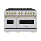 ZLINE Autograph Edition 48 in. 6.7 cu. ft. Classic Double Oven Gas Range with 8 Burner Cooktop in Stainless Steel and Champagne Bronze Accents, Open Box-Good Condition