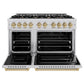 ZLINE Autograph Edition 48 in. 6.7 cu. ft. Classic Double Oven Gas Range with 8 Burner Cooktop in Stainless Steel and Champagne Bronze Accents, Open Box-Great Condition