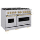 ZLINE Autograph Edition 48 in. 6.7 cu. ft. Classic Double Oven Gas Range with 8 Burner Cooktop in Stainless Steel and Champagne Bronze Accents, Open Box-Good Condition