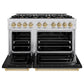 ZLINE Autograph Edition 48 in. 6.7 cu. ft. Classic Double Oven Gas Range with 8 Burner Cooktop in Stainless Steel with Black Matte Doors and Champagne Bronze Accents, Open Box-Great Condition