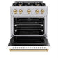 ZLINE Autograph Edition 30 in. 4.2 cu. ft. Classic Gas Range with 4 Burner Cooktop and Convection Gas Oven in Stainless Steel with White Matte Door and Champagne Bronze Accents, Open Box-Good Condition