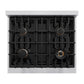 ZLINE Autograph Edition 30 in. 4.2 cu. ft. Classic Gas Range with 4 Burner Cooktop and Convection Gas Oven in Stainless Steel with White Matte Door and Champagne Bronze Accents, Open Box-Great Condition