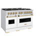 ZLINE Autograph Edition 48 in. 6.7 cu. ft. Classic Double Oven Gas Range with 8 Burner Cooktop in Stainless Steel with White Matte Doors and Champagne Bronze Accents, Open Box-Good Condition
