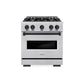 ZLINE Autograph Edition 30 in. 4.2 cu. ft. Classic Gas Range with 4 Burner Cooktop and Convection Gas Oven in Stainless Steel and Matte Black Accents, Open Box-Great Condition