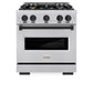 ZLINE Autograph Edition 30 in. 4.2 cu. ft. Classic Gas Range with 4 Burner Cooktop and Convection Gas Oven in Stainless Steel and Matte Black Accents (CGRZ-30-MB) front, oven closed.