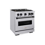 ZLINE Autograph Edition 30 in. 4.2 cu. ft. Classic Gas Range with 4 Burner Cooktop and Convection Gas Oven in Stainless Steel and Matte Black Accents, Open Box-Good Condition
