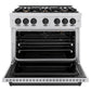 ZLINE Autograph Edition 36 in. 5.2 cu. ft. Classic Gas Range with 6 Burner Cooktop and Convection Gas Oven in Stainless Steel and Matte Black Accents, Open Box-Great Condition