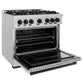 ZLINE Autograph Edition 36 in. 5.2 cu. ft. Classic Gas Range with 6 Burner Cooktop and Convection Gas Oven in Stainless Steel and Matte Black Accents, Open Box-Great Condition