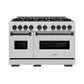 ZLINE Autograph Edition 48 in. 6.7 cu. ft. Classic Double Oven Gas Range with 8 Burner Cooktop in Stainless Steel and Matte Black Accents, Open Box-Great Condition