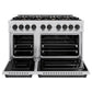 ZLINE Autograph Edition 48 in. 6.7 cu. ft. Classic Double Oven Gas Range with 8 Burner Cooktop in Stainless Steel and Matte Black Accents, Open Box-Great Condition