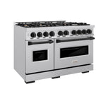 ZLINE Autograph Edition 48 in. 6.7 cu. ft. Classic Double Oven Gas Range with 8 Burner Cooktop in Stainless Steel and Matte Black Accents, Open Box-Great Condition