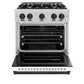 ZLINE Autograph Edition 30 in. 4.2 cu. ft. Classic Gas Range with 4 Burner Cooktop and Convection Gas Oven in Stainless Steel with White Matte Door and Matte Black Accents, Open Box-Great Condition