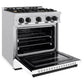ZLINE Autograph Edition 30 in. 4.2 cu. ft. Classic Gas Range with 4 Burner Cooktop and Convection Gas Oven in Stainless Steel with White Matte Door and Matte Black Accents, Open Box-Great Condition