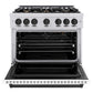 ZLINE Autograph Edition 36 in. 5.2 cu. ft. Classic Gas Range with 6 Burner Cooktop and Convection Gas Oven in Stainless Steel with White Matte Door and Matte Black Accents, Open Box-Good Condition