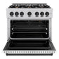 ZLINE Autograph Edition 36 in. 5.2 cu. ft. Classic Gas Range with 6 Burner Cooktop and Convection Gas Oven in Stainless Steel with White Matte Door and Matte Black Accents, Open Box-Great Condition