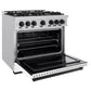 ZLINE Autograph Edition 36 in. 5.2 cu. ft. Classic Gas Range with 6 Burner Cooktop and Convection Gas Oven in Stainless Steel with White Matte Door and Matte Black Accents, Open Box-Great Condition