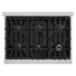 ZLINE Autograph Edition 36 in. 5.2 cu. ft. Classic Gas Range with 6 Burner Cooktop and Convection Gas Oven in Stainless Steel with White Matte Door and Matte Black Accents, Open Box-Good Condition