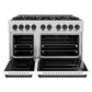 ZLINE Autograph Edition 48 in. 6.7 cu. ft. Classic Double Oven Gas Range with 8 Burner Cooktop in Stainless Steel with White Matte Doors and Matte Black Accents, Open Box-Great Condition