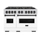 ZLINE Autograph Edition 48 in. 6.7 cu. ft. Classic Double Oven Gas Range with 8 Burner Cooktop in Stainless Steel with White Matte Doors and Matte Black Accents, Open Box-Great Condition