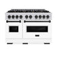 ZLINE Autograph Edition 48 in. 6.7 cu. ft. Classic Double Oven Gas Range with 8 Burner Cooktop in Stainless Steel with White Matte Doors and Matte Black Accents, Open Box-Good Condition
