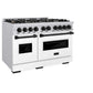 ZLINE Autograph Edition 48 in. 6.7 cu. ft. Classic Double Oven Gas Range with 8 Burner Cooktop in Stainless Steel with White Matte Doors and Matte Black Accents, Open Box-Good Condition