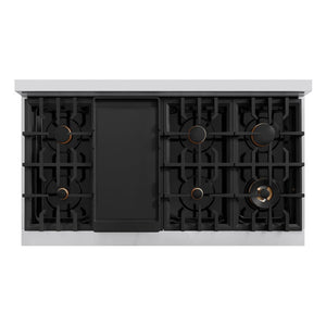 ZLINE Autograph Edition 48 in. 6.7 cu. ft. Classic Double Oven Gas Range with 8 Burner Cooktop in Stainless Steel with White Matte Doors and Matte Black Accents, Open Box-Great Condition