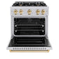 ZLINE Autograph Edition 30 in. 4.2 cu. ft. Classic Gas Range with 4 Burner Cooktop and Convection Gas Oven in Stainless Steel and Polished Gold Accents, Open Box-Good Condition
