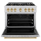 ZLINE Autograph Edition 36 in. 5.2 cu. ft. Classic Gas Range with 6 Burner Cooktop and Convection Gas Oven in Stainless Steel and Polished Gold Accents, Open Box-Great Condition