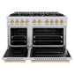 ZLINE Autograph Edition 48 in. 6.7 cu. ft. Classic Double Oven Gas Range with 8 Burner Cooktop in Stainless Steel and Polished Gold Accents, Open Box-Good Condition