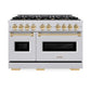 ZLINE Autograph Edition 48 in. 6.7 cu. ft. Classic Double Oven Gas Range with 8 Burner Cooktop in Stainless Steel and Polished Gold Accents, Open Box-Good Condition