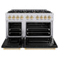 ZLINE Autograph Edition 48 in. 6.7 cu. ft. Classic Double Oven Gas Range with 8 Burner Cooktop in Stainless Steel with Black Matte Doors and Polished Gold Accents, Open Box-Good Condition
