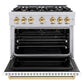 ZLINE Autograph Edition 36 in. 5.2 cu. ft. Classic Gas Range with 6 Burner Cooktop and Convection Gas Oven in Stainless Steel with White Matte Door and Polished Gold Accents, Open Box-Good Condition