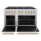 ZLINE Autograph Edition 48 in. 6.7 cu. ft. Classic Double Oven Gas Range with 8 Burner Cooktop in Stainless Steel with White Matte Doors and Polished Gold Accents, Open Box-Good Condition