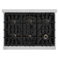 ZLINE Autograph Edition 36 in. Classic Gas Rangetop with 6 Burners and Porcelain Cooktop in Stainless Steel with Polished Gold Accents (RTZ-36-G)