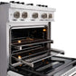 ZLINE 30 in. 4.2 cu. ft. Classic Dual Fuel Range with 4 Burner Gas Cooktop and Electric Convection Oven in Stainless Steel with White Matte Door (CDR-WM-30) close-up, oven open with racks extended.