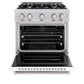 ZLINE 30 in. 4.2 cu. ft. Classic Gas Range with 4 Burner Cooktop and Convection Gas Oven in Stainless Steel with White Matte Door (CGR-WM-30) front, oven open.