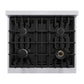ZLINE 30 in. 4.2 cu. ft. Classic Gas Range with 4 Burner Cooktop and Convection Gas Oven in Stainless Steel with White Matte Door (CGR-WM-30) top-down, above cooktop.
