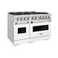 ZLINE 48 in. 6.7 cu. ft. Classic Dual Fuel Range with 8 Burner DuoPro™ Cooktop and Dual Ovens with White Matte Doors (PCDR-WM-48)