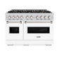 ZLINE 48 in. 6.7 cu. ft. Classic Dual Fuel Range with 8 Burner DuoPro™ Cooktop and Dual Ovens with White Matte Doors (PCDR-WM-48)