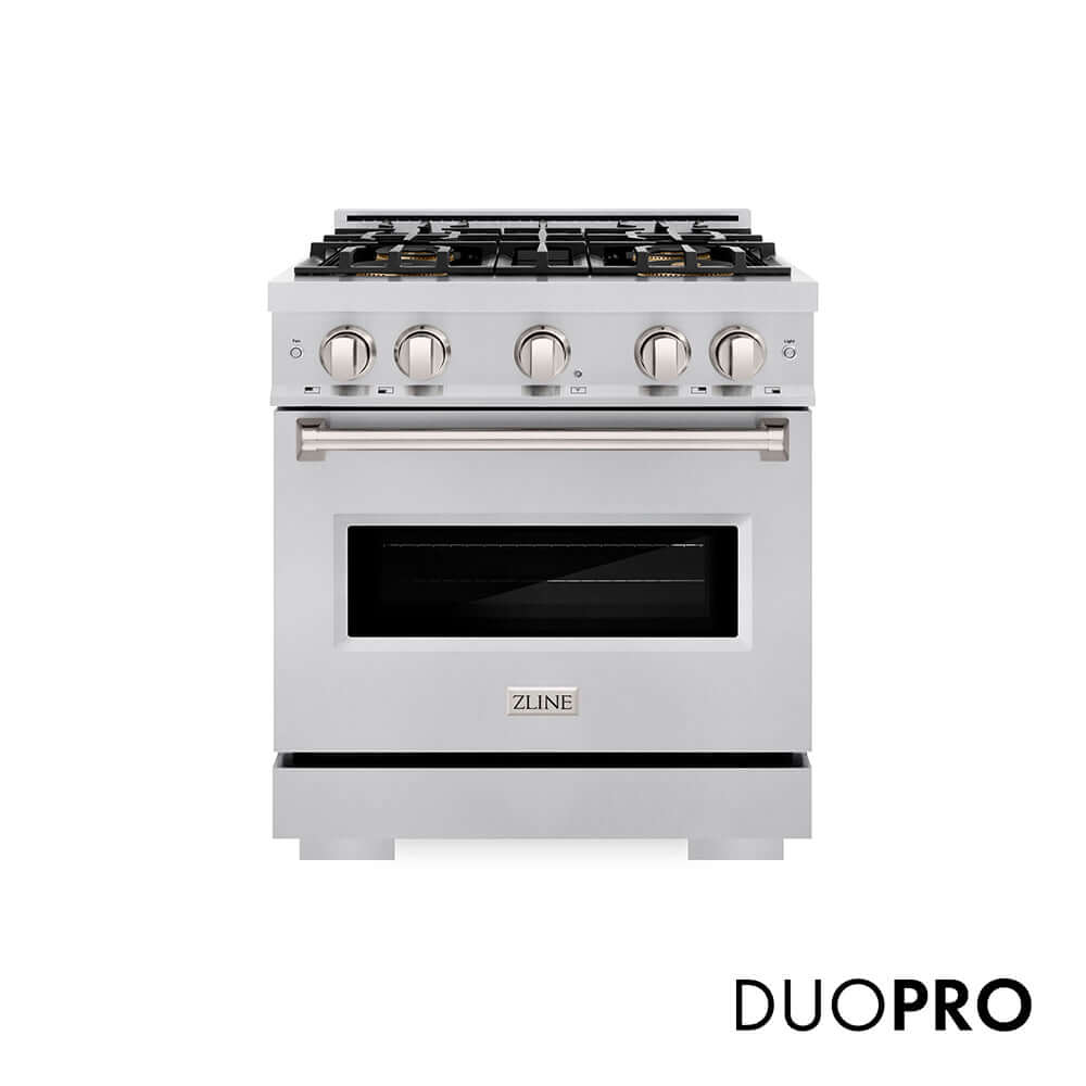 ZLINE 30 in. 4.2 cu. ft. Classic Dual Fuel Range with 4 Burner DuoPro™ Cooktop and Electric Convection Oven in Stainless Steel, Open Box-Good Condition