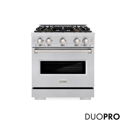 ZLINE 30 in. 4.2 cu. ft. Classic Dual Fuel Range with 4 Burner DuoPro™ Cooktop and Electric Convection Oven in Stainless Steel, Open Box-Great Condition